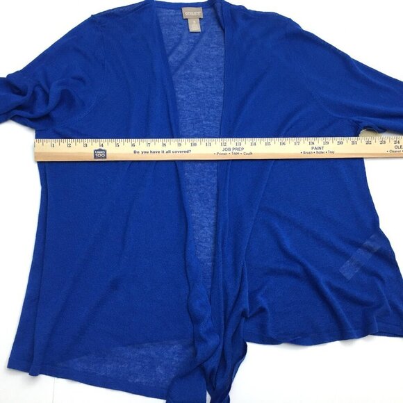 NEW Chico's Blue Cardigan Sweater Lightweight Open Front or Ties size Large - Picture 6 of 10